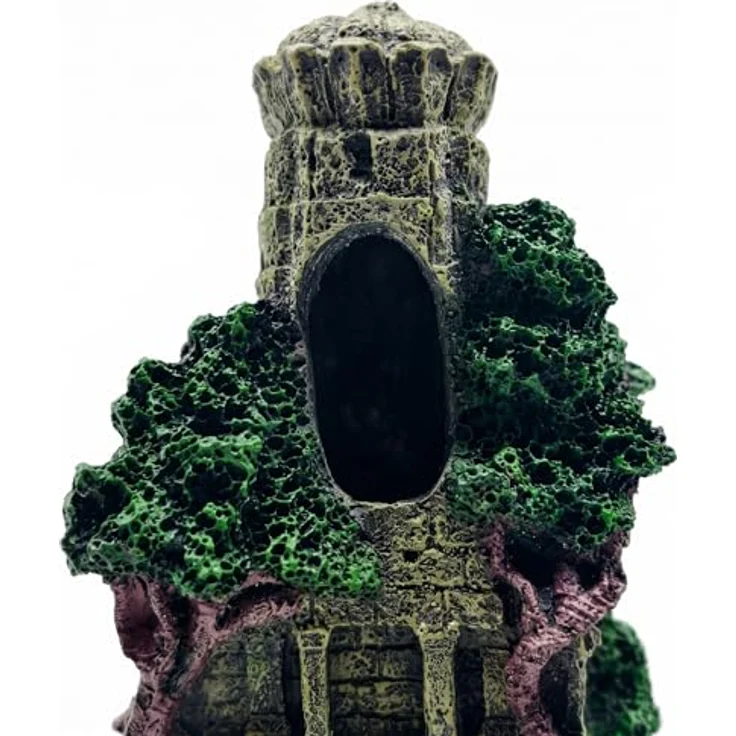 relaxdays Aquariendeko Tempel, detailreiche Aquarium Deko aus ungiftigem Kunstharz, grau, H 26 cm – Bild 7