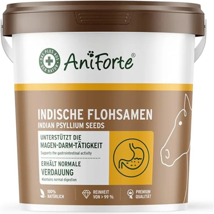 AniForte Flohsamen für Pferde 3kg, Rohkost-Qualität, reich an Ballaststoffen & Schleimstoffen, zur Reinigung des Magen-Darm-Trakts