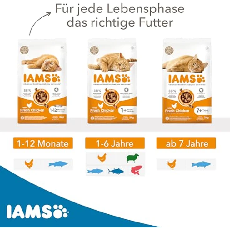 IAMS Katzenfutter trocken mit Thunfisch, ausgewogenes Trockenfutter für Katzen 1-6 Jahre, 10 kg, 88% tierische Proteine, weizenfrei, mit Omega-3- & Omega-6-Fettsäuren – Bild 4