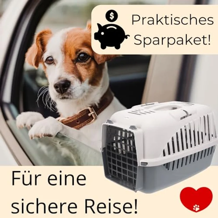 GarPet Tiertransportbox 2er Set, graue Katzentransportbox und Hundebox für Auto mit Sicherheitsgurt und optimaler Belüftung, für Tiere bis 8 kg – Bild 8