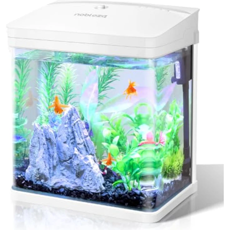 Nobleza Nano-Fischtank-Aquarium mit LED-Leuchten, Filtersystem und 7 Liter Kapazität, Weiß – Bild 1