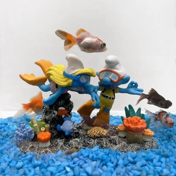 Smurfs AquaDella Unterwassertaucher-Dekoration, 14,8x7,3x9,6cm, mehrfarbig und ungiftig für Aquarien – Bild 2