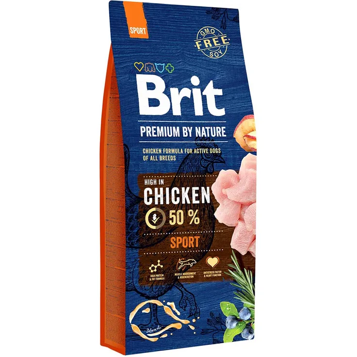 Brit Premium by Nature Sport, Hunde-Trockenfutter 15kg, nährstoffreiche Mahlzeit für aktive Hunde
