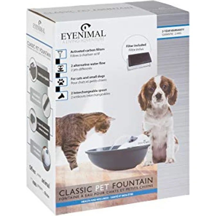 Kerbl Trinkbrunnen Classic Pet Fountain, 1,75 l, geräuscharm mit 2 Wasserauslässen und aktivem Kohlenfilter – Bild 4