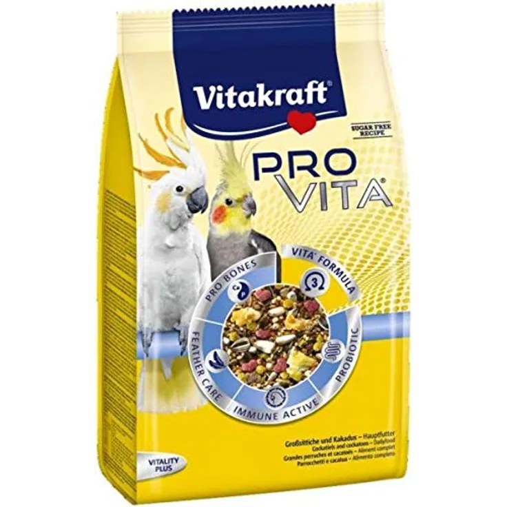 Vitakraft Pro Vita, Großsittich- und Kakadufutter mit ausgewählten Getreide- und Saatensorten, 750g - zuckerfrei, ohne Zusatzstoffe
