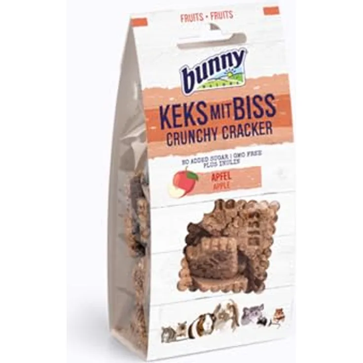 Bunny Keks mit Biss Apfel, 50 g, Ergänzungsfuttermittel für Kleintiere mit Inulin zur Förderung der Darmgesundheit