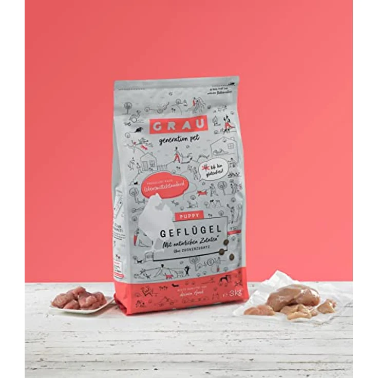 GRAU – das Original – Trockenfutter für Hunde Junior mit Geflügel, glutenfrei, 3 kg, für Welpen ab 4 Monaten – Bild 2