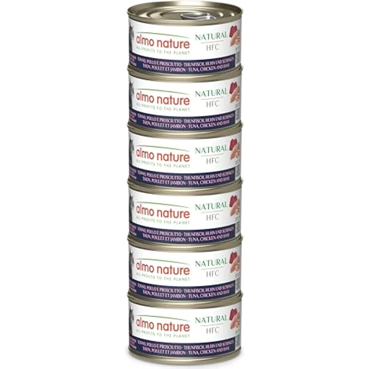 Almo Nature HFC Natural Nassfutter für Katzen, Thunfisch, Huhn & Schinken, 100% natürlich, glutenfrei, 6 x 70g – Bild 1