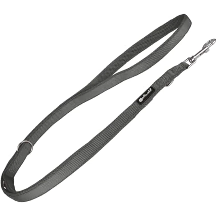 Petlando Hundeleine 2m Mesh, weich gepolstert, atmungsaktiv, 3-fach verstellbar mit Karabiner, für mittelgroße Hunde, Anthrazit 230x2,5cm – Bild 1