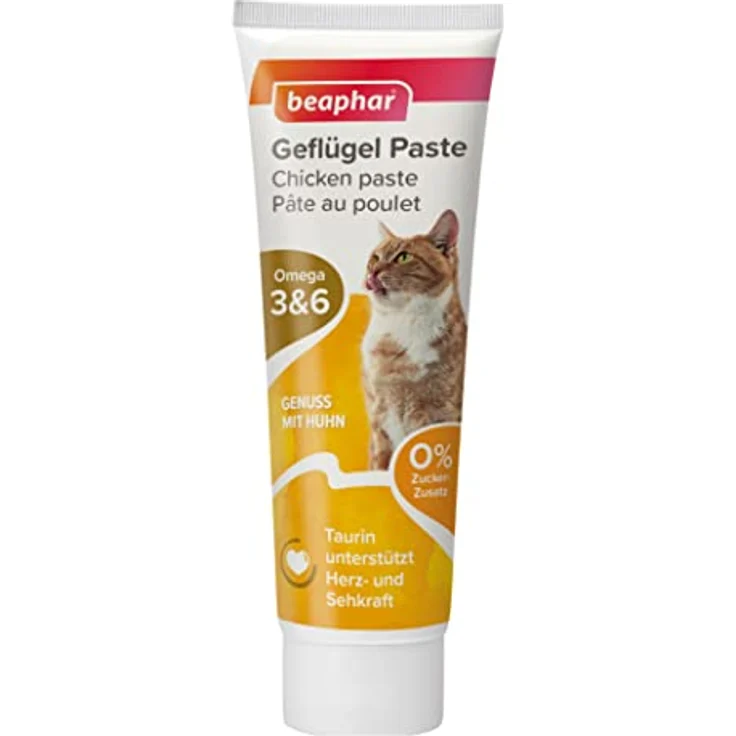 Beaphar Geflügel Paste Katze, 100g Ergänzungsfuttermittel mit hohem Hühneanteil und Omega 3- und 6-Fettsäuren zur Förderung von Sehkraft und Fellgesundheit – Bild 1