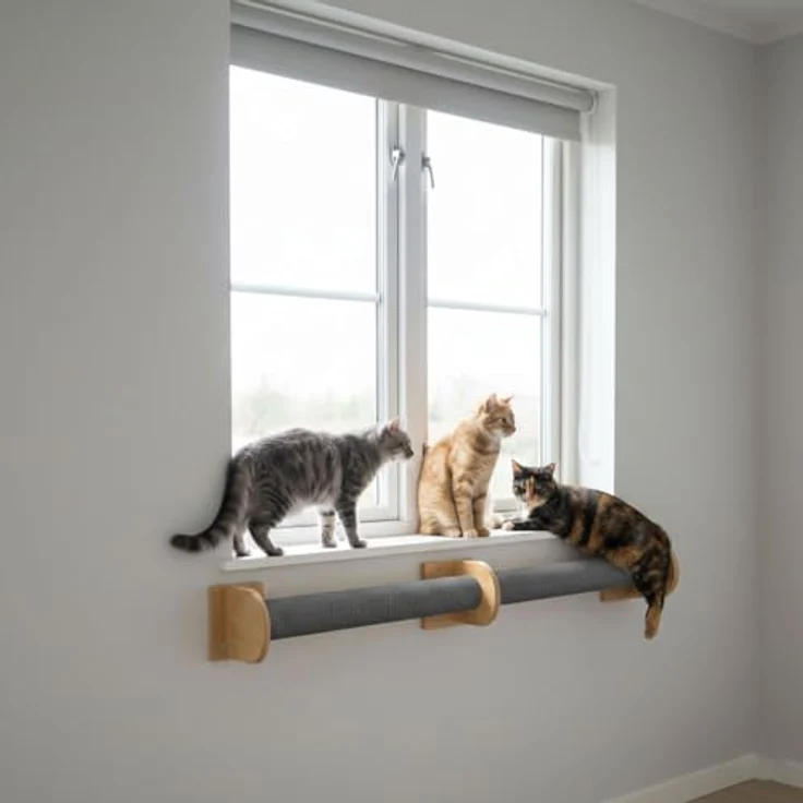 Eyepower Luna, 66 cm Wandkratzbaum für Katzen mit flexiblem Kratzstamm und stabile Wandmontage, Sisal umwickelt, aus echtem Bambus – Bild 5