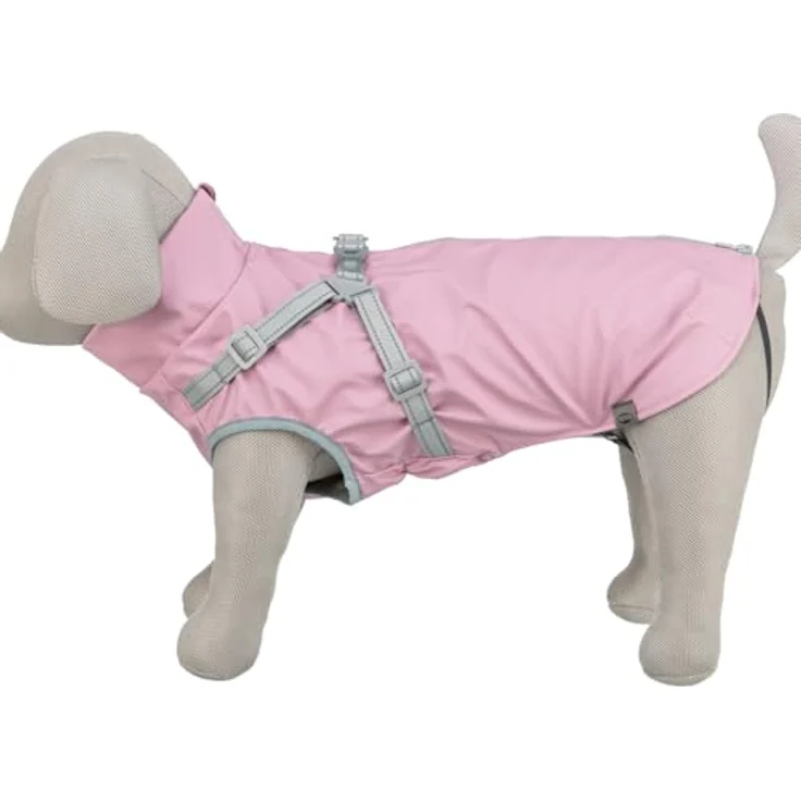 TRIXIE Geschirr-Mantel Pontis Rain, Hundebekleidung aus Polyurethan/Polyester mit reflektierenden Elementen, verstellbaren Beinschlaufen und elastischem Einsatz für bequemen Tragekomfort – Bild 2