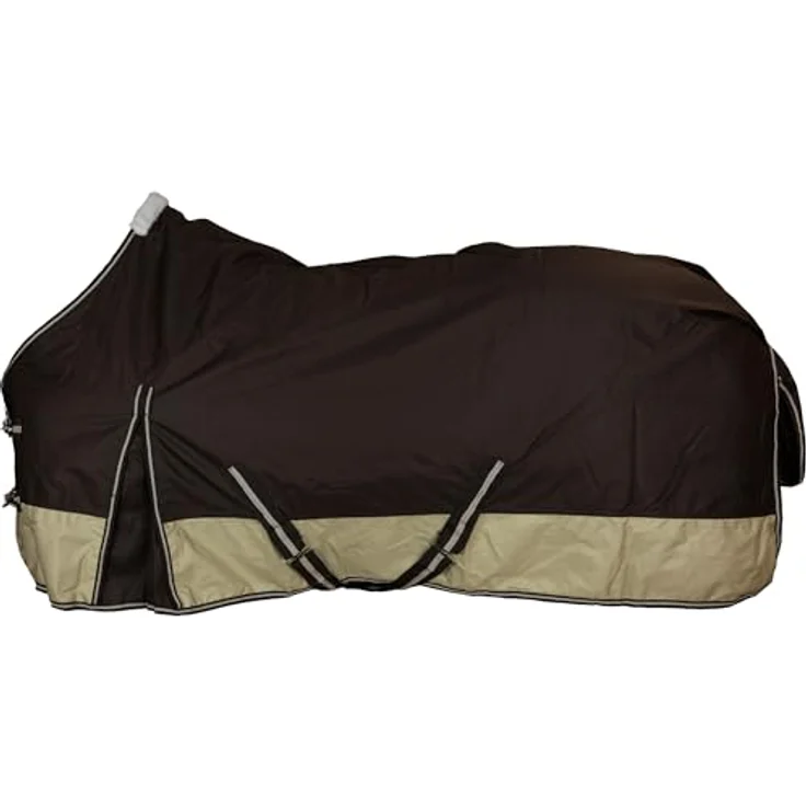 RL24 Winterdecke Weidedecke 600D Basicline, atmungsaktive und wasserdichte Outdoordecke mit Kreuzbegurtung, Pferdedecke in Braun/Beige, 85 cm (200 g/m² Füllung) – Bild 2