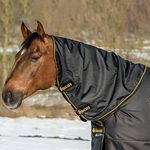 Kerbl Bucas Irish Combi Neck 135/M, Wasserdichter Halsteil für Pferdedecken, atmungsaktiv, schwarz/gold, 50g Füllung