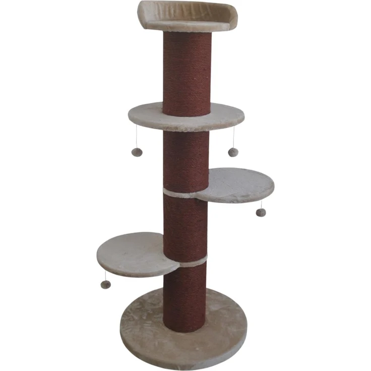Duvo+ Kratzbaum Gianni, robuster Kratzbaum mit weichen Plattformen, beige/orange, 60 x 60 x 147 cm
