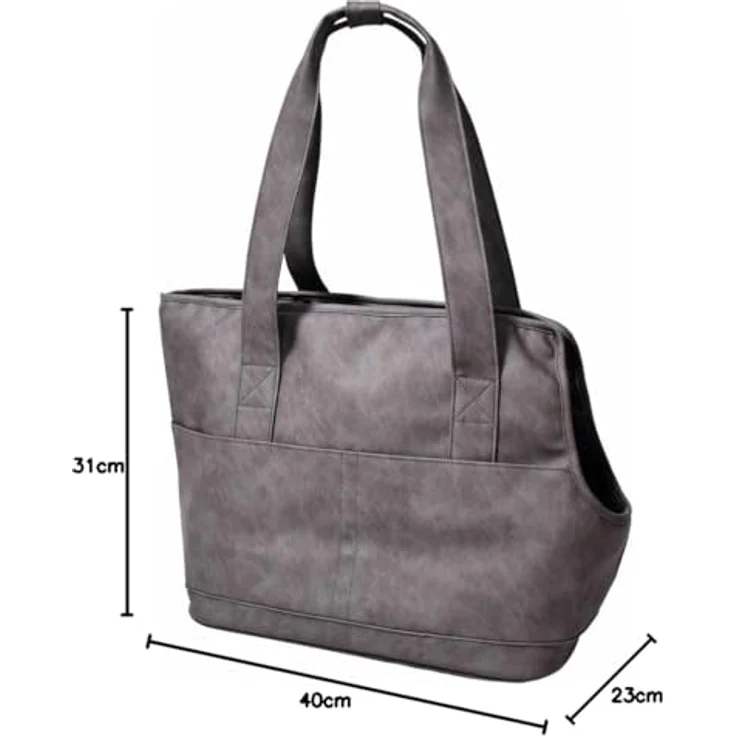 Nobby Tasche Maida grau 40 x 23 x 31 cm, strapazierfähiges Kunstleder, abwaschbar, für Tiere bis ca. 6 kg mit 4 Utensilienfächern – Bild 3