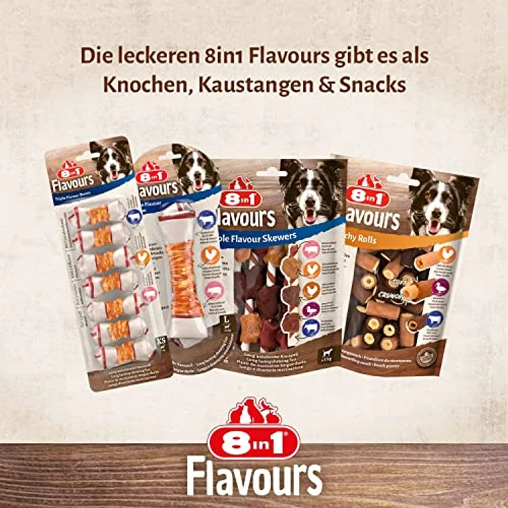 8in1 Triple Flavour Kauknochen L, Hundesnack für große Hunde, 3 x 85 g, hochproteinreich und zäh für anhaltenden Kauspaß – Bild 8