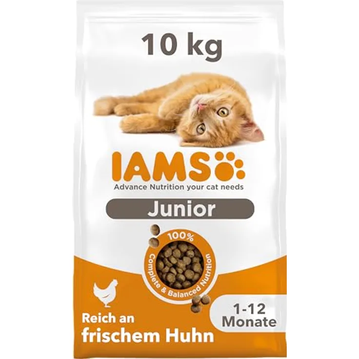IAMS Advanced Nutrition Kitten, Trockenfutter mit Frischem Huhn, Sparpaket: 2 x 10 kg, ohne Weizen, reich an tierischen Proteinen und Omega-Fettsäuren