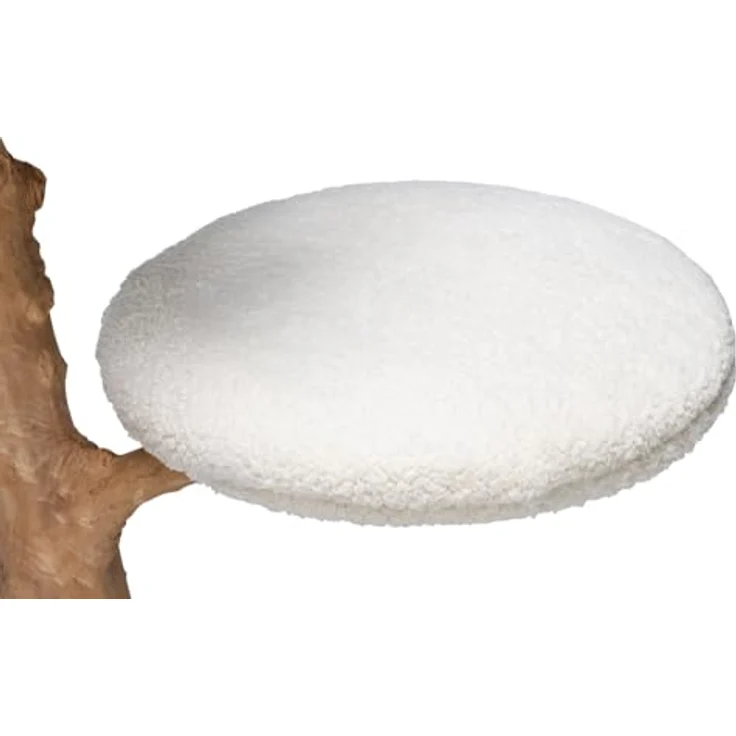 Designed by Lotte Vilja (110 cm, Creme), Katzenbaum mit Teddystoff und Kratzbereich aus Jute – Bild 10