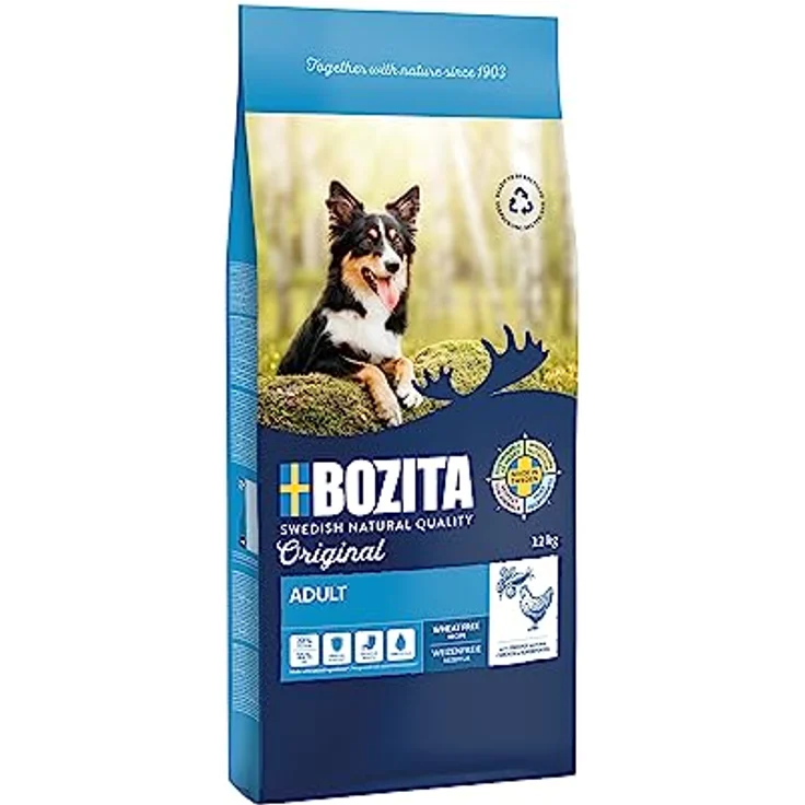 Bozita Original Adult mit Huhn, Trockenfutter für ausgewachsene Hunde, 12 kg, ohne Weizen, mit Superfoods – Bild 1