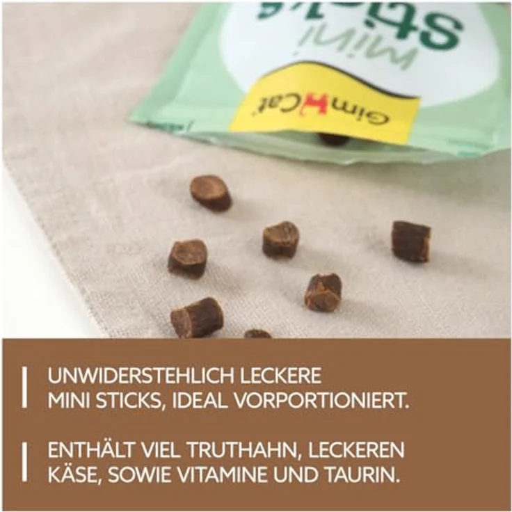 GimCat Mini Sticks Truthahn & Käse, getreidefreier Katzensnack mit Vitaminen und Taurin, 1 Beutel (50 g) – Bild 3