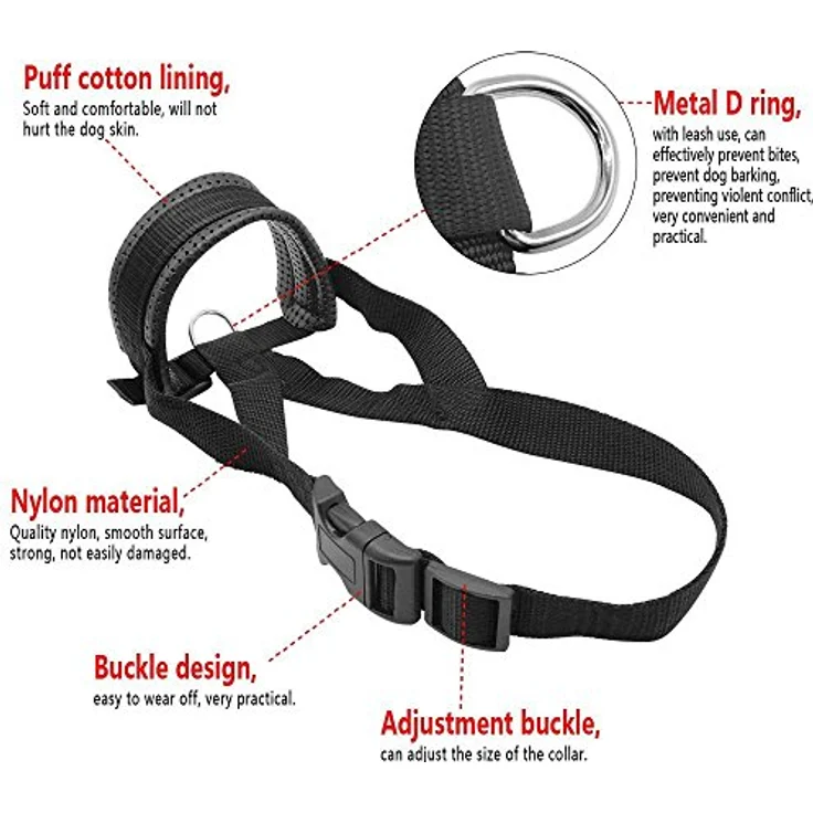 ILEPARK Maulkorb aus strapazierfähigem Nylon, anpassbare Schlinge für Hunde, Größe S, Schwarz - verhindert Beißen, Bellen und Kauen – Bild 4