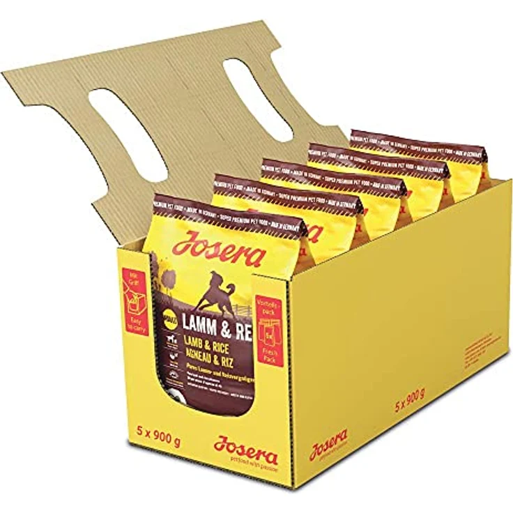 Josera Lamm & Reis, Hundefutter für ausgewachsene Hunde, 5 x 900 g, mit Lamm als einziger Eiweißquelle, glutenfrei und ohne künstliche Zusätze – Bild 1