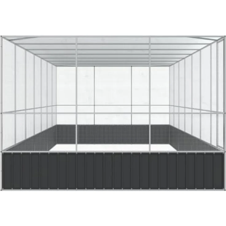 vidaXL Voliere mit Verlängerung, Stahlkäfig für Vögel und Kleintiere, 725x307x212cm, silber mit verschließbarer Tür – Bild 4