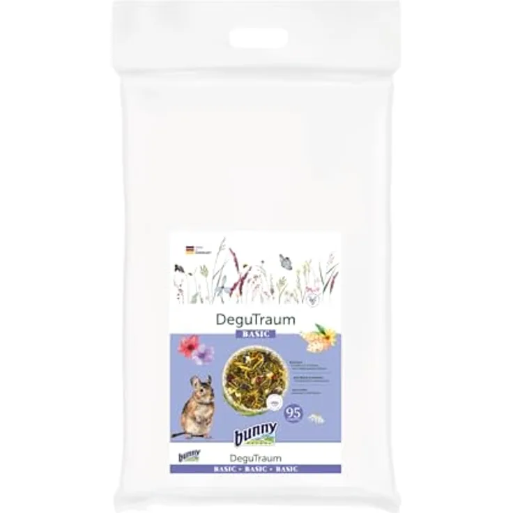 Bunny Nature DeguTraum Basic, Alleinfuttermittel für Degus, 1,2 kg, balancierte Long-Life-Rezeptur, 42 Pflanzenarten, frei von Zusatzstoffen