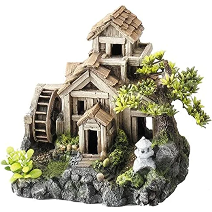 Europet Bonsai Mühle Aquariumdekoration, 16x14x16 cm, ungiftiges Kunstharz für Süß- und Meerwasser-Aquarien – Bild 2