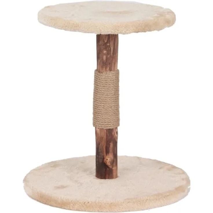 Duvo+ Kratzbaum Nuri Natural Wood, kompakt mit Sisal-Stämmen und weicher Plüsch-Liegefläche, beige