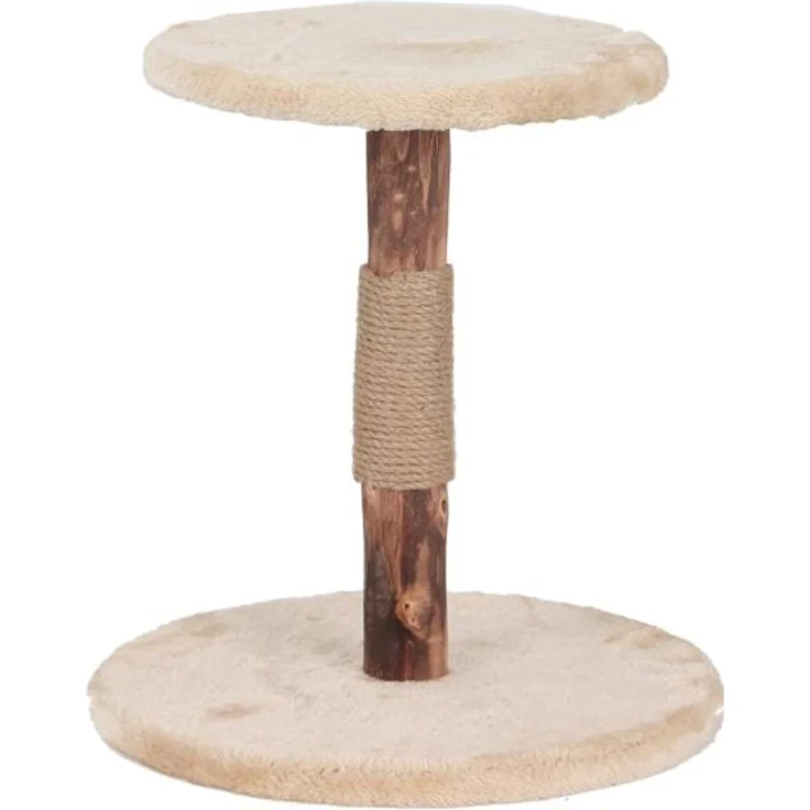 Duvo+ Kratzbaum Nuri Natural Wood, kompakt mit Sisal-Stämmen und weicher Plüsch-Liegefläche, beige