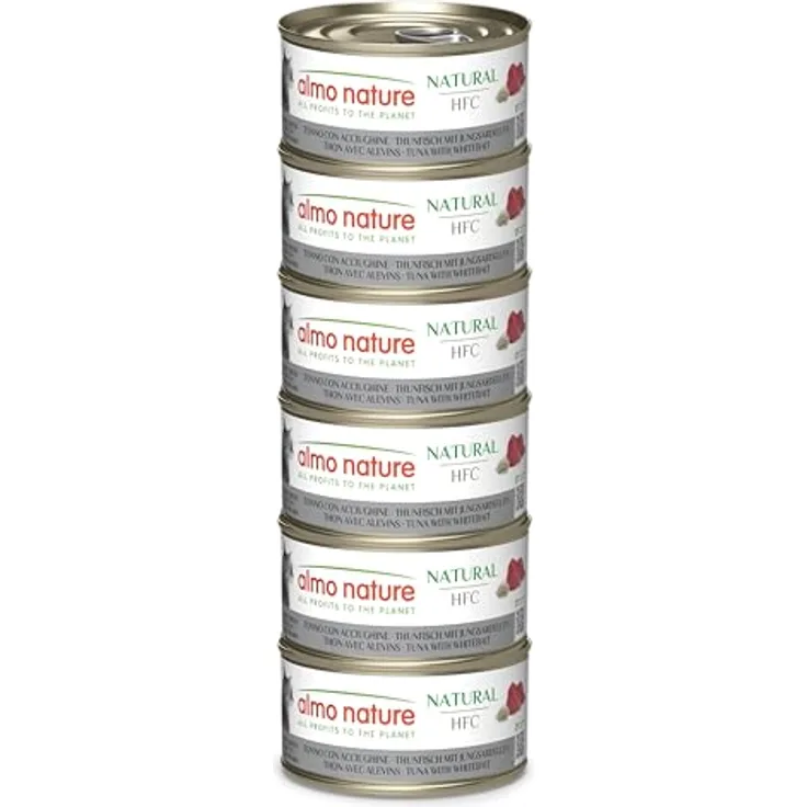 Almo Nature HFC Natural Nassfutter für ausgewachsene Katzen, Thunfisch & Jungsardellen, Human Grade, glutenfrei, 6 x 70g
