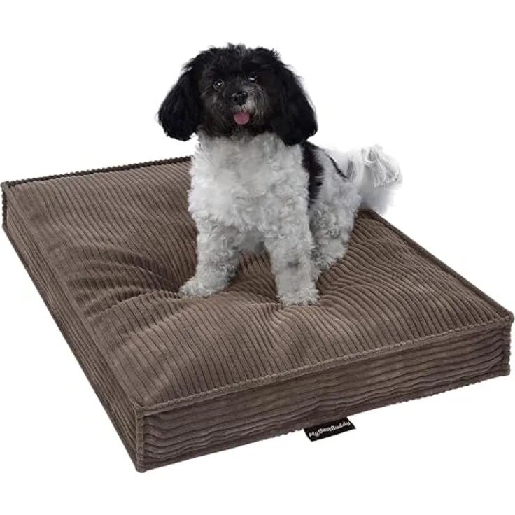 MyBestBuddy Hundekissen Visco braun XL, 90x70 cm mit Viscoseschaum und Komfortschaum-Flocken, 40°C waschbar, für große Hunde oder Katzen