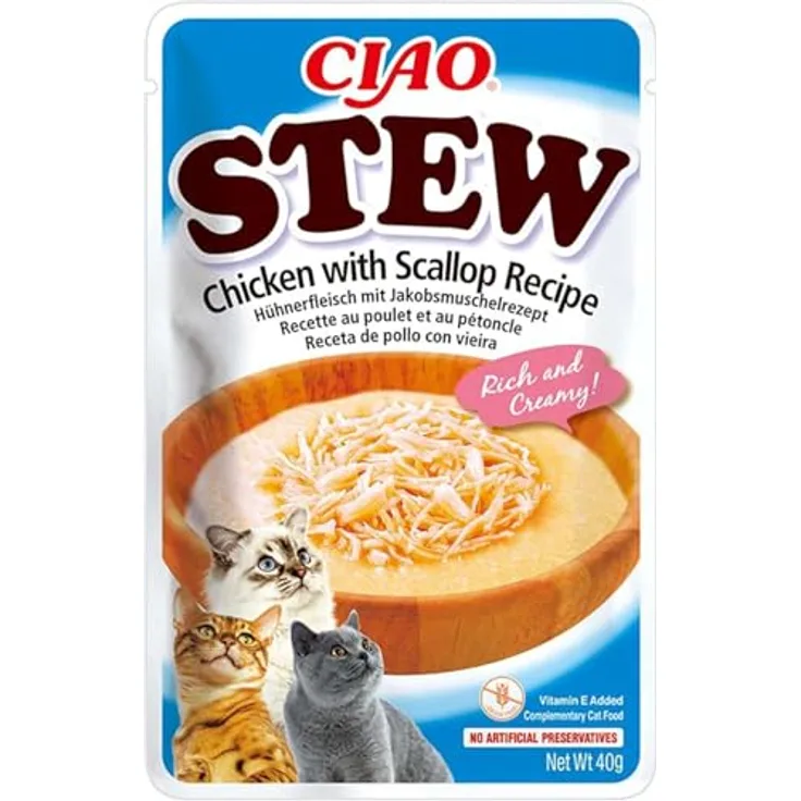 INABA Ciao Stew Katzenfutter, Nassfutter kalorienarm mit 32% Hühnerfleisch, getreidefrei, zuckerfrei, 40 g (1er Pack)