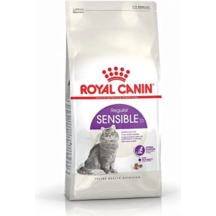 Royal Canin Sensible 33, Katzenfutter für empfindliche Verdauung, 4 kg, schmackhaft mit drei Krokettentypen