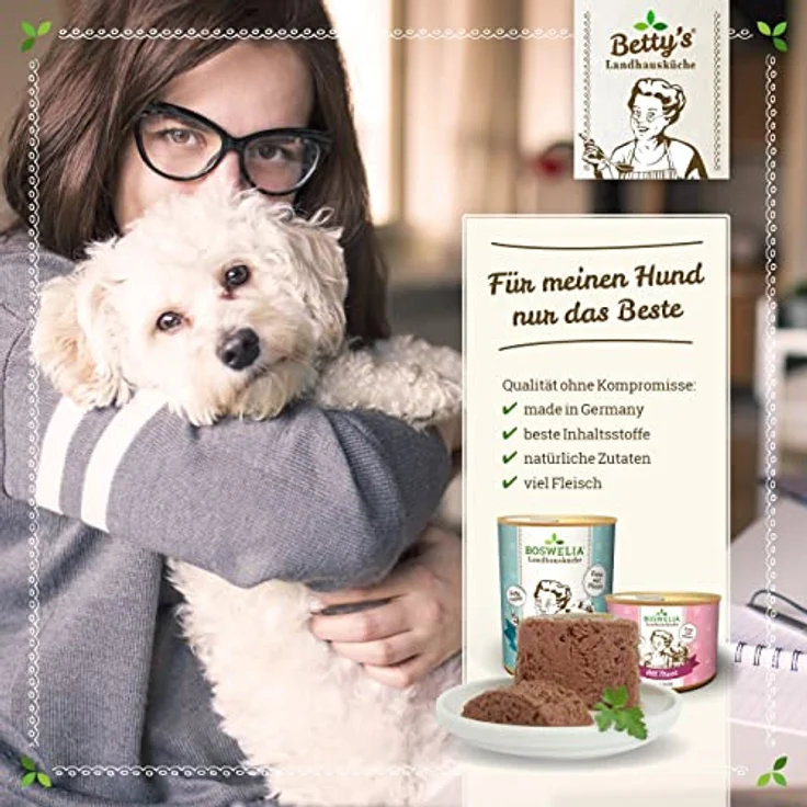 Boswelia Betty's Landhausküche Hund Geflügel & Wild mit Preiselbeeren, 6 x 200 g, hohe Bioverfügbarkeit für alle Hunderassen – Bild 4