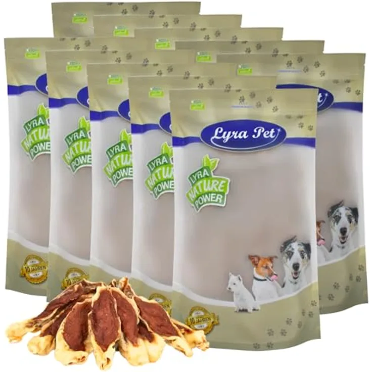 Lyra Pet® Kaninchenohren gefüllt mit Huhn, 10 kg, getrockneter Kausnack, fettarm, ideal für Training und Belohnung, praktischer wiederverschließbarer Beutel