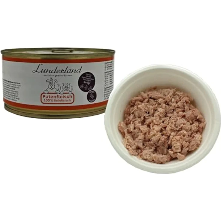 Lunderland Dosenfleisch Putenfleisch, 5 x 300g 100% Putenfleisch, Hundefutter Nassfutter ohne Zusatzstoffe – Bild 1