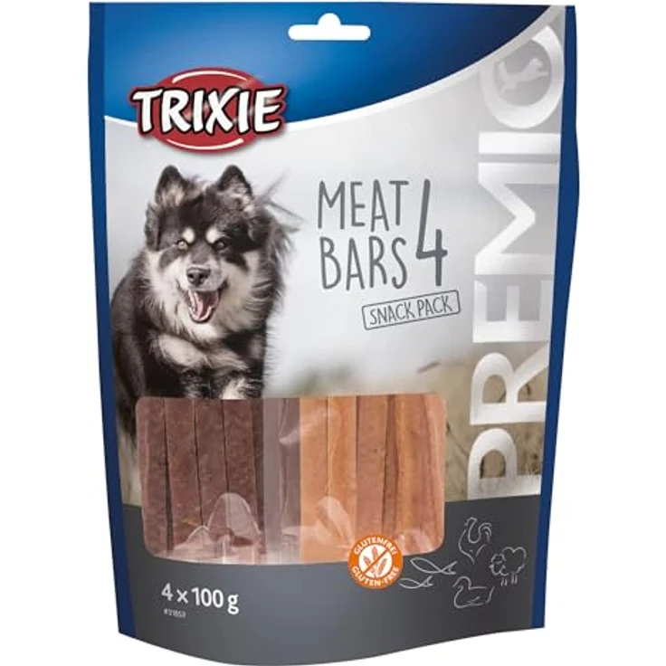 TRIXIE Premio 4 Meat Bars, Hundeleckerli mit Huhn/Ente/Lamm/Lachs, ohne Zuckerzusatz und Gluten, 4 x 100 g – Bild 2