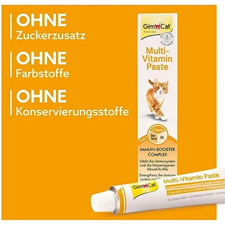 GimCat Multi-Vitamin Paste, Gesunder Katzensnack zur Stärkung des Immunsystems, 200 g Tube – Bild 4