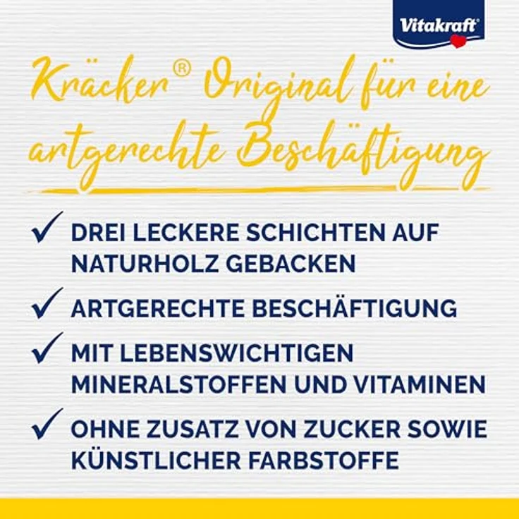 Vitakraft Kräcker Mix, Vogelsnack Knabberstangen mit Ei, Grassamen, Aprikose, Feige, Honig und Sesam, zur Schnabelpflege, ohne Zucker, 80g – Bild 2