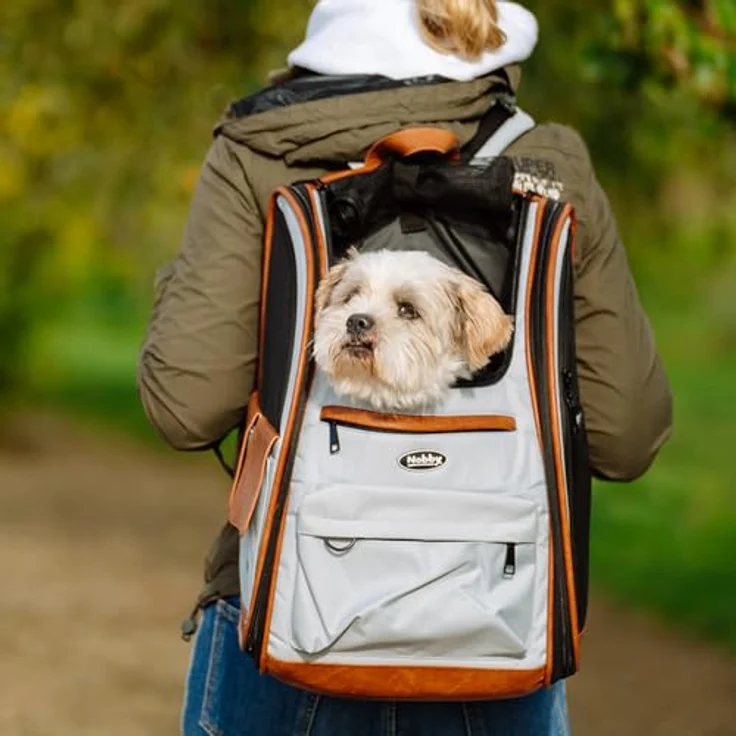 Nobby Tiertransporttasche Rucksack Tomek hellgrau für Katzen mit 6 Utensilienfächern – Bild 6