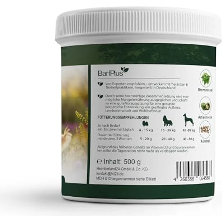 TJURE Barf Plus 500 g, Barf Complete Pulver für Hunde, ergänzendes Futter mit Mineralstoffen und Kräutern zur Rohfütterung – Bild 2