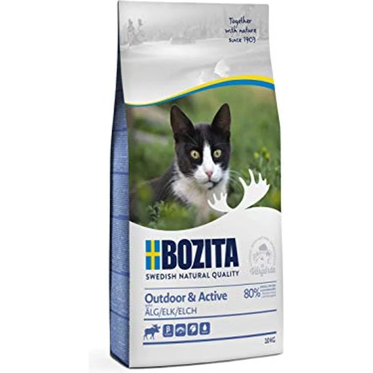 Bozita Outdoor & Active Katzentrockenfutter mit Elch, 2000g, 30% Protein, 20% Fett, gentechnikfrei, für aktive und sensible Katzen – Bild 1