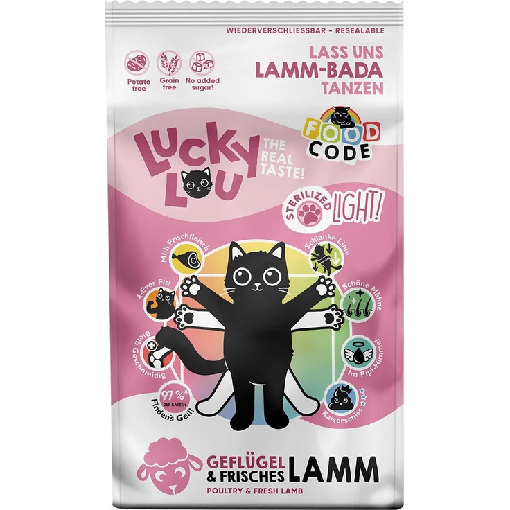 Lucky Lou Light Geflügel und Lamm, 1,7kg Katzen-Trockenfutter mit 8 Benefiten für ganzheitliche Gesundheit