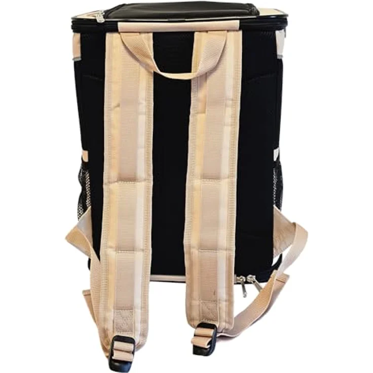 Nobby Rucksack Juri, Hunde-Transportbox aus strapazierfähigem Mikrofaser, beige, 33 x 26 x 42 cm, für Tiere bis 8 kg, mit 3 Utensilienfächern und herausnehmbarem Boden – Bild 4