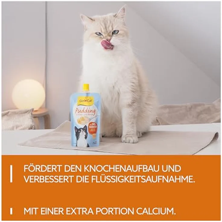 GimCat Pudding mit Käse, cremiger Katzensnack mit Kalzium, laktosereduziert, Made in Germany, 100 g Quetschbeutel – Bild 4