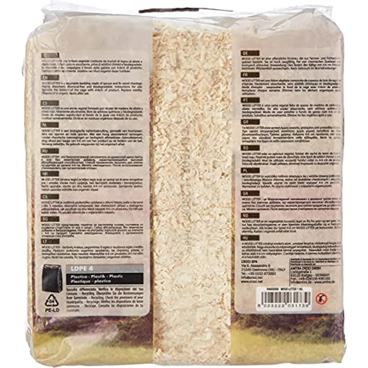 Croci Wood Litter, pflanzliche Streu für Nagetiere, 15 l, 1 kg, kompostierbar, super saugfähig, geruchshemmend – Bild 2
