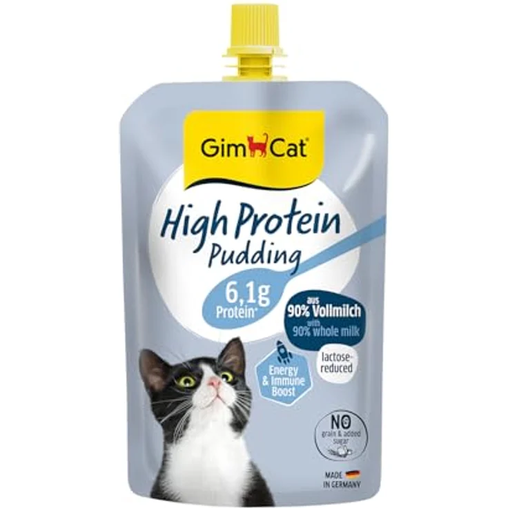 GimCat High Protein Pudding, proteinreicher Katzensnack ohne Zuckerzusatz, laktosereduziert, Made in Germany (1 x 100 g) – Bild 1